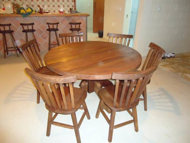 Conjunto Mesa Redonda c/ 6 Cadeiras Country